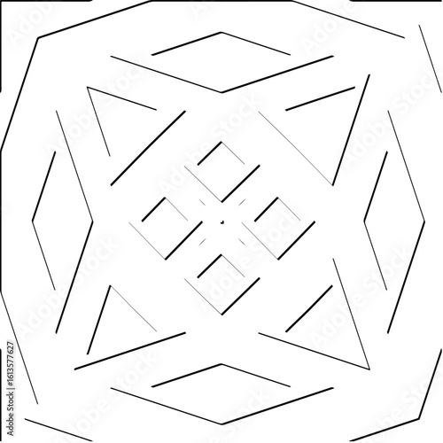 3d relief tiles.Vector pattern with symmetrical elements. Modern stylish abstract texture. Repeating tiles from striped elements. Black and white pattern.