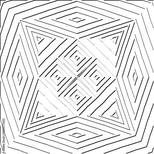  3d relief tiles.Vector pattern with symmetrical elements. Modern stylish abstract texture. Repeating tiles from striped elements. Black and white pattern.