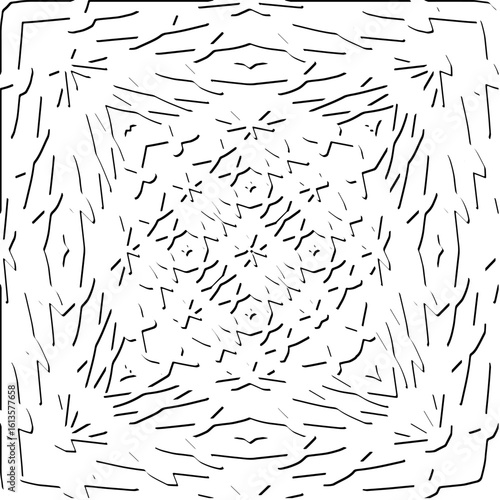  3d relief tiles.Vector pattern with symmetrical elements. Modern stylish abstract texture. Repeating tiles from striped elements. Black and white pattern.