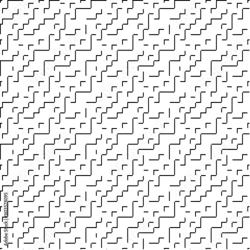  3d relief tiles.Vector pattern with symmetrical elements. Modern stylish abstract texture. Repeating tiles from striped elements. Black and white pattern.