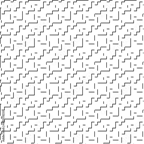  3d relief tiles.Vector pattern with symmetrical elements. Modern stylish abstract texture. Repeating tiles from striped elements. Black and white pattern.