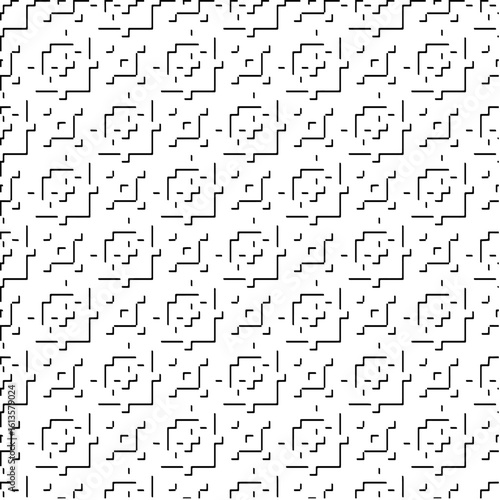  3d relief tiles.Vector pattern with symmetrical elements. Modern stylish abstract texture. Repeating tiles from striped elements. Black and white pattern.