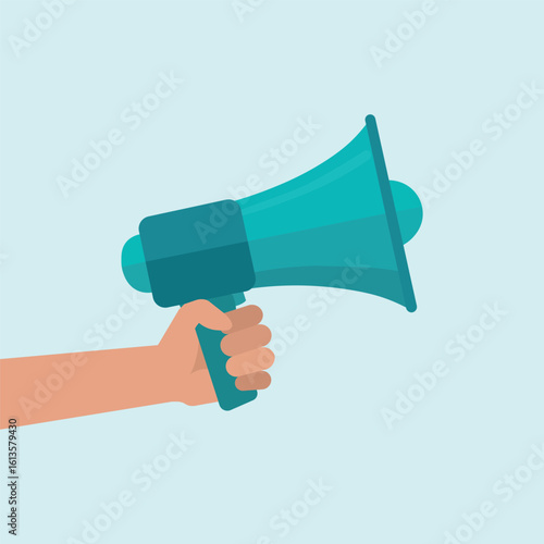 Flat Vector Megaphone in Hand – Minimal Announcement and Promotion Icon Illustration