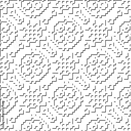  3d relief tiles.Vector pattern with symmetrical elements. Modern stylish abstract texture. Repeating tiles from striped elements. Black and white pattern.