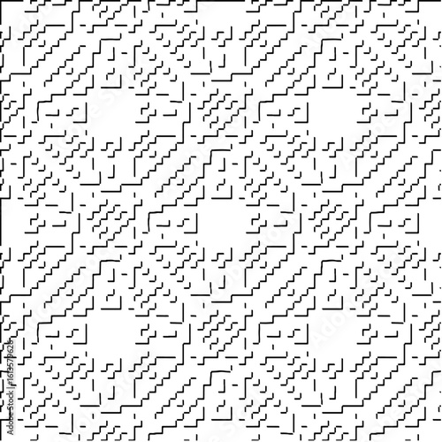  3d relief tiles.Vector pattern with symmetrical elements. Modern stylish abstract texture. Repeating tiles from striped elements. Black and white pattern.