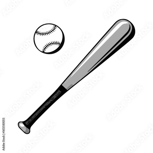 Baseball bat and ball vector illustration isolated on white