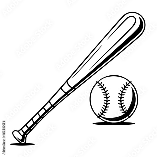 Baseball bat and ball vector illustration isolated on white