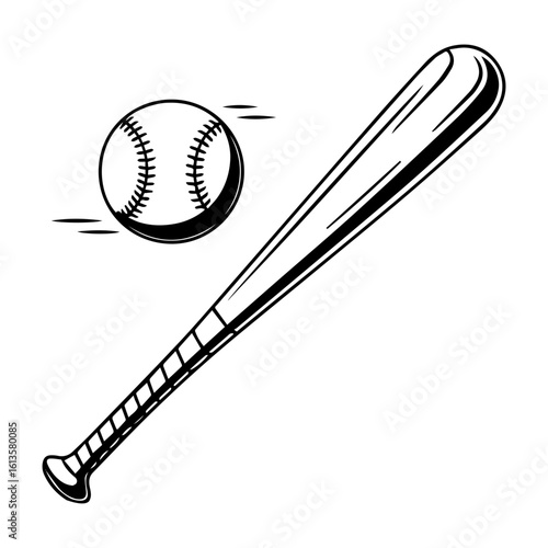 Baseball bat and ball vector illustration isolated on white