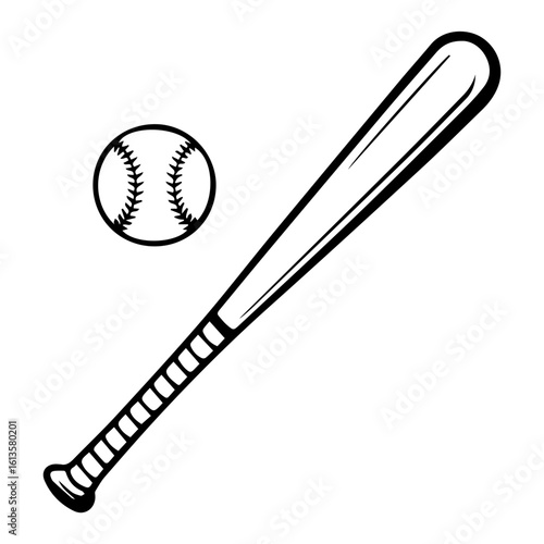 Baseball bat and ball vector illustration isolated on white