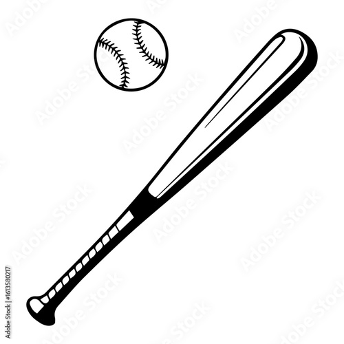 Baseball bat and ball vector illustration isolated on white
