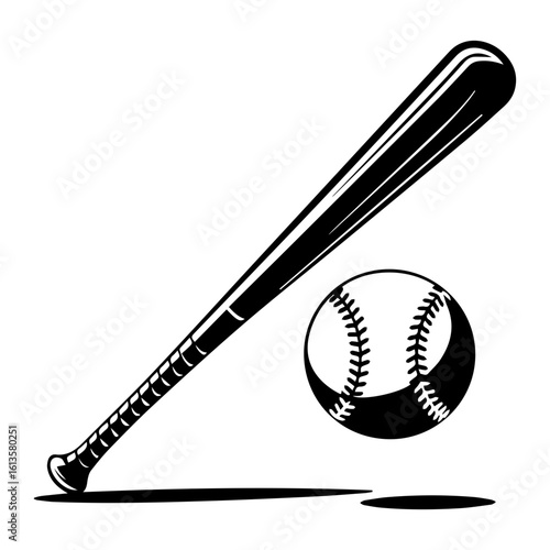 Baseball bat and ball vector illustration isolated on white