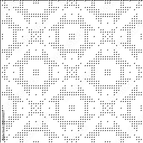 3d relief tiles.Vector pattern with symmetrical elements. Modern stylish abstract texture. Repeating tiles from striped elements. Black and white pattern.