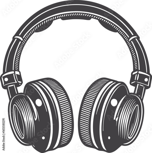 vintage retro headphones on white background