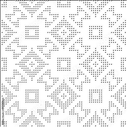 3d relief tiles.Vector pattern with symmetrical elements. Modern stylish abstract texture. Repeating tiles from striped elements. Black and white pattern.