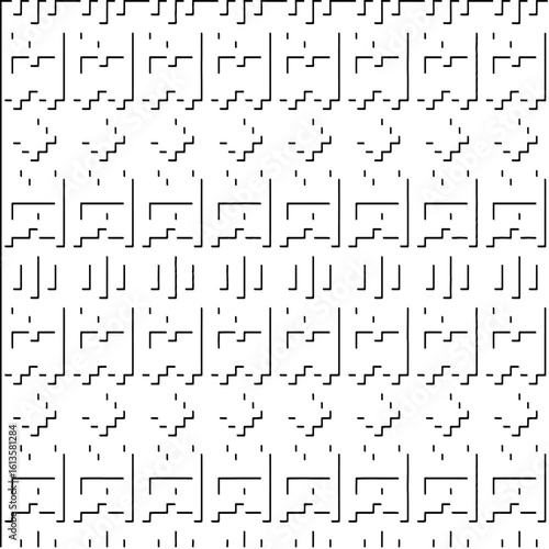 3d relief tiles.Vector pattern with symmetrical elements. Modern stylish abstract texture. Repeating tiles from striped elements. Black and white pattern.