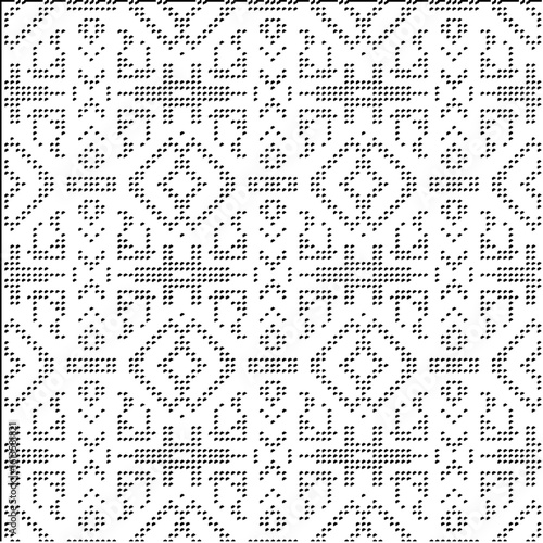 3d relief tiles.Vector pattern with symmetrical elements. Modern stylish abstract texture. Repeating tiles from striped elements. Black and white pattern.