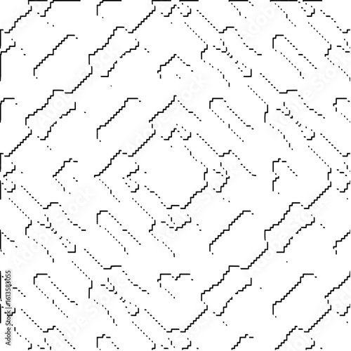 3d relief tiles.Vector pattern with symmetrical elements. Modern stylish abstract texture. Repeating tiles from striped elements. Black and white pattern.