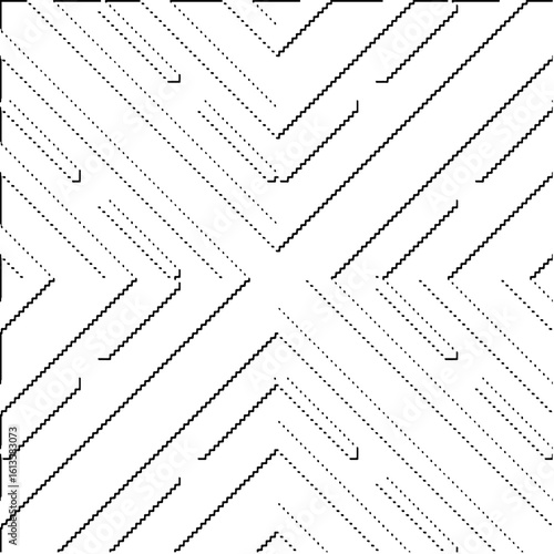 3d relief tiles.Vector pattern with symmetrical elements. Modern stylish abstract texture. Repeating tiles from striped elements. Black and white pattern.
