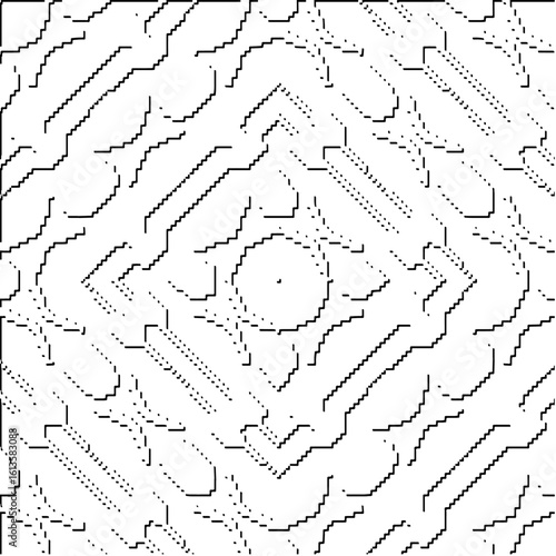 3d relief tiles.Vector pattern with symmetrical elements. Modern stylish abstract texture. Repeating tiles from striped elements. Black and white pattern.