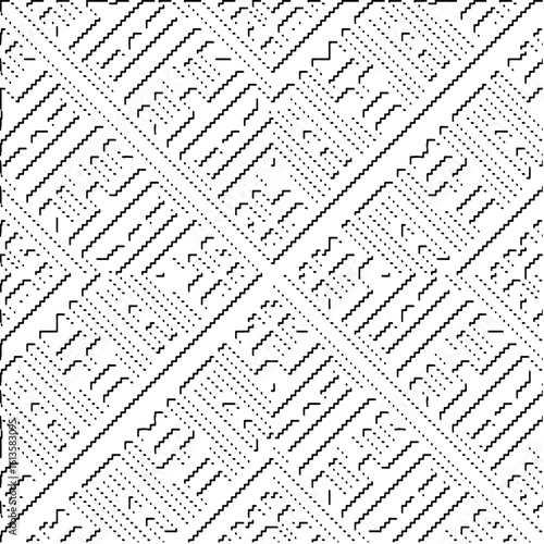 3d relief tiles.Vector pattern with symmetrical elements. Modern stylish abstract texture. Repeating tiles from striped elements. Black and white pattern.