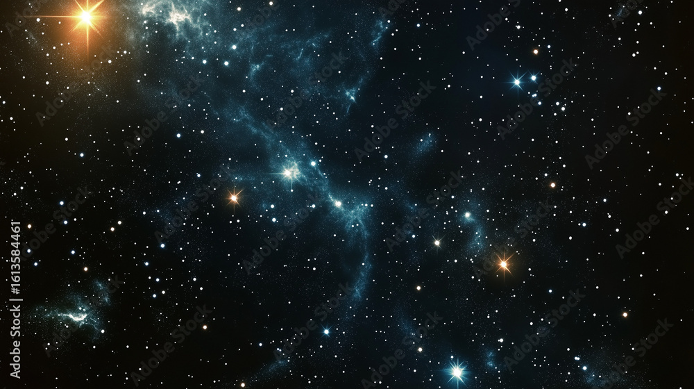 Fototapeta premium 幻想的な銀河と星雲の美しい宇宙背景イラスト