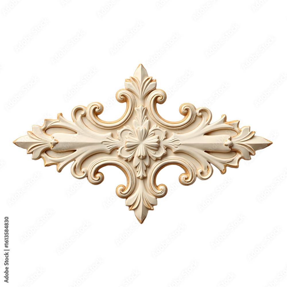  Ornate Gold and Cream Decorative Architectural Element