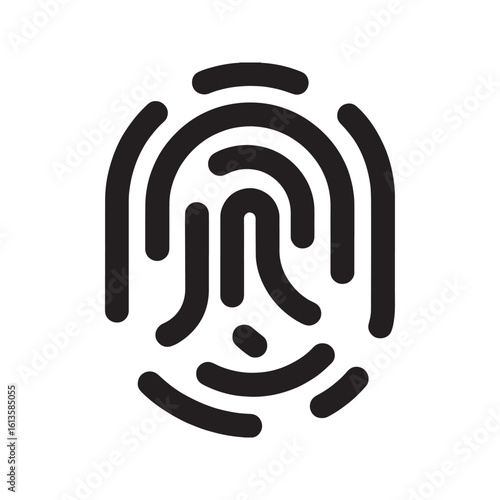 Fingerprint icon vector, simple black thumbprint symbol for biometric identification, security access, and personal identity verification