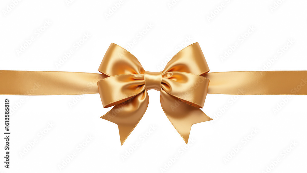Fototapeta premium Elegant golden ribbon bow, perfect for gifts and decorations, showcasing luxurious and festive appearance