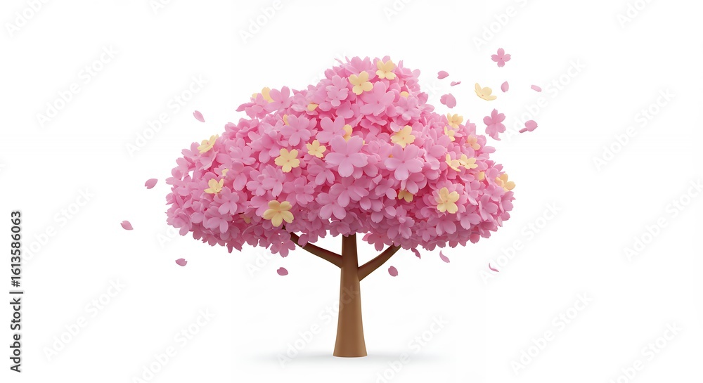 Obraz premium Pink blossom tree illustration