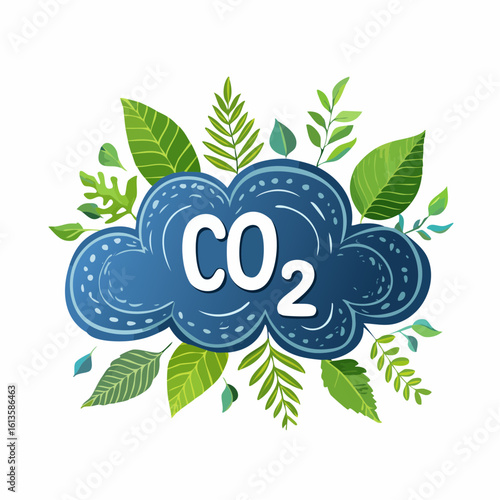 drawn carbon dioxide CO2 icon in doodle style. Mark point icon design collection for ecology design element