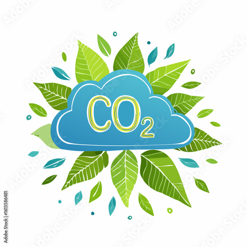 drawn carbon dioxide CO2 icon in doodle style. Mark point icon design collection for ecology design element
