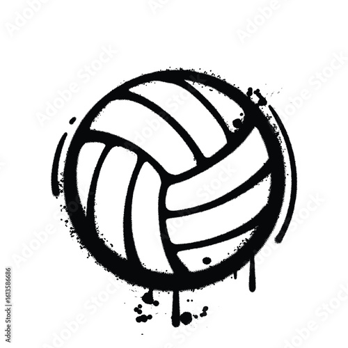 Graffiti Spray volley ball on isolated white background