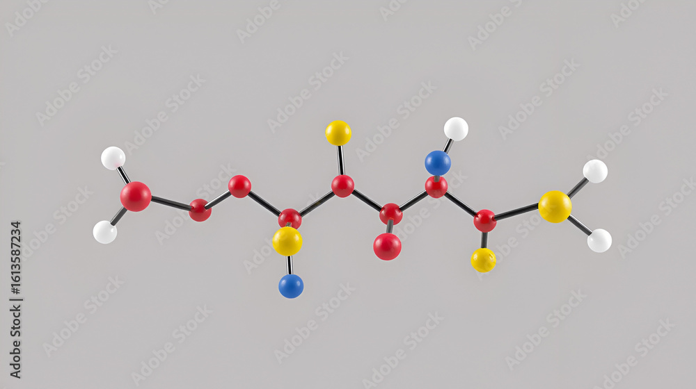 Obraz premium Gluconic acid delta-lactone. PHA Polyhydroxy acid. Structural chemical formula and molecule 3d model. Atoms with color coding. Vector illustration