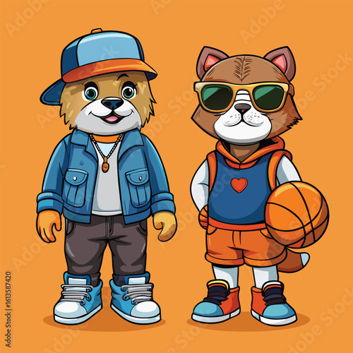 Cool cartoon animals wearing stylish outfits fashion