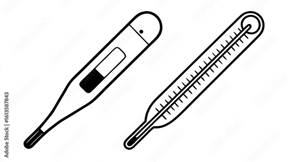 Obraz premium Thermometer Icons in Outline and Solid Black Vector Style