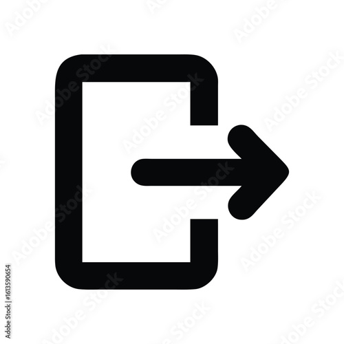 Simple black exit icon on white background for web design