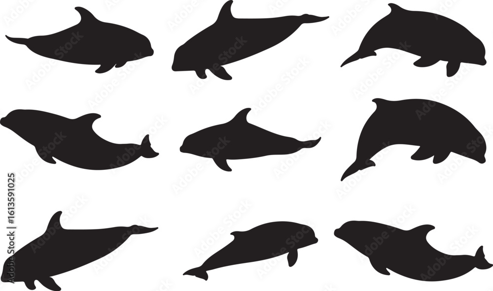 Fototapeta premium Harbour Porpoise Solid Vector Silhouette