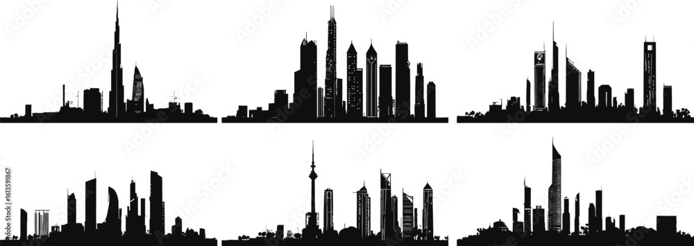 Fototapeta premium Skyline City Black Silhouette vector