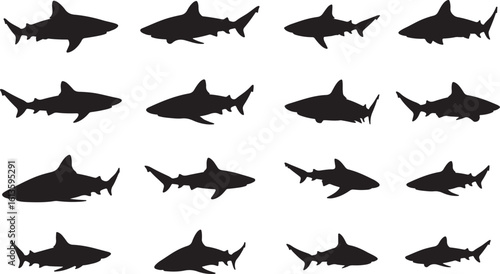 Sand Tiger Shark Solid Vector Silhouette