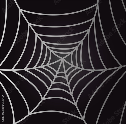 Minimalist spider web on dark background creepy halloween decor design element
