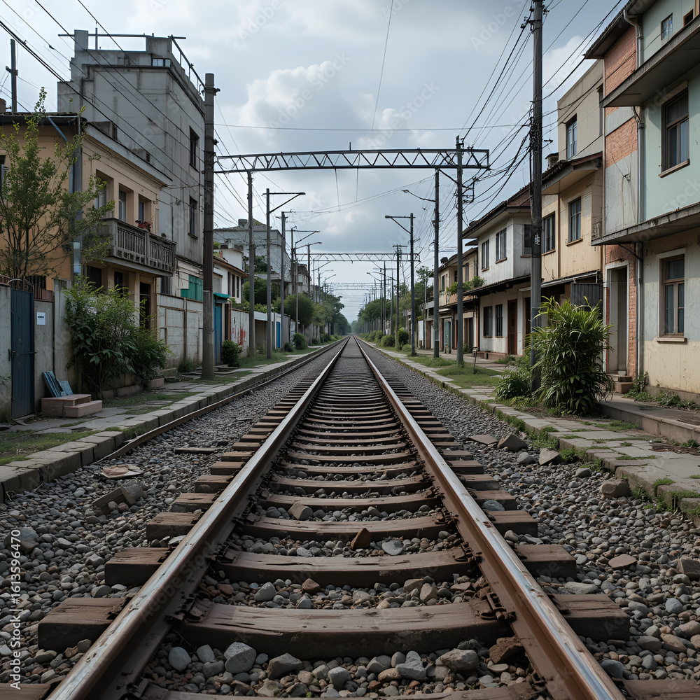 Marilia, Sao Paulo, Brazil. September 3, 2024. Old deactivated railway line, with abandonment and erosion in the city Marilia, Sao Paulo, Brazil. September 3, 2024. Old deactivated railway line, with abandonment and erosion in the city
