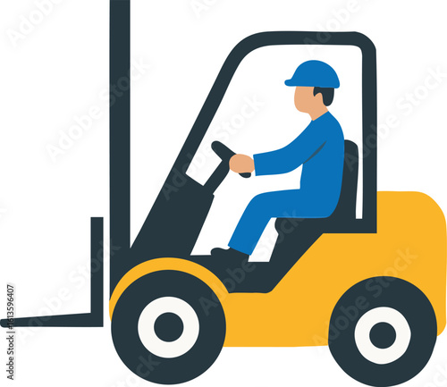 Forklift Operator Illustration – Industrial Logistics and Safety Concept
