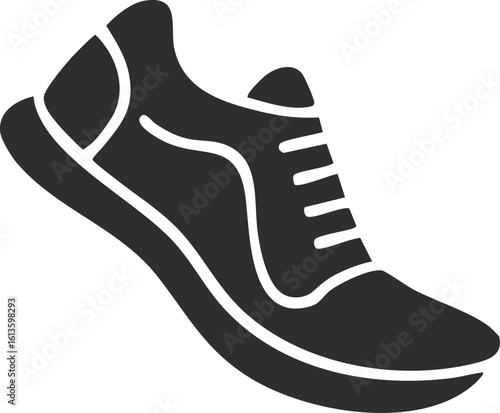 Black and White Athletic Shoe Icon – Minimalist Sneaker Silhouette