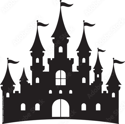 Castle Silhouette on Transparent Background Vector Illustration of a Fairytale Structure