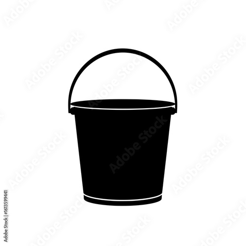 A black bucket isolated on white background, a simple illustration