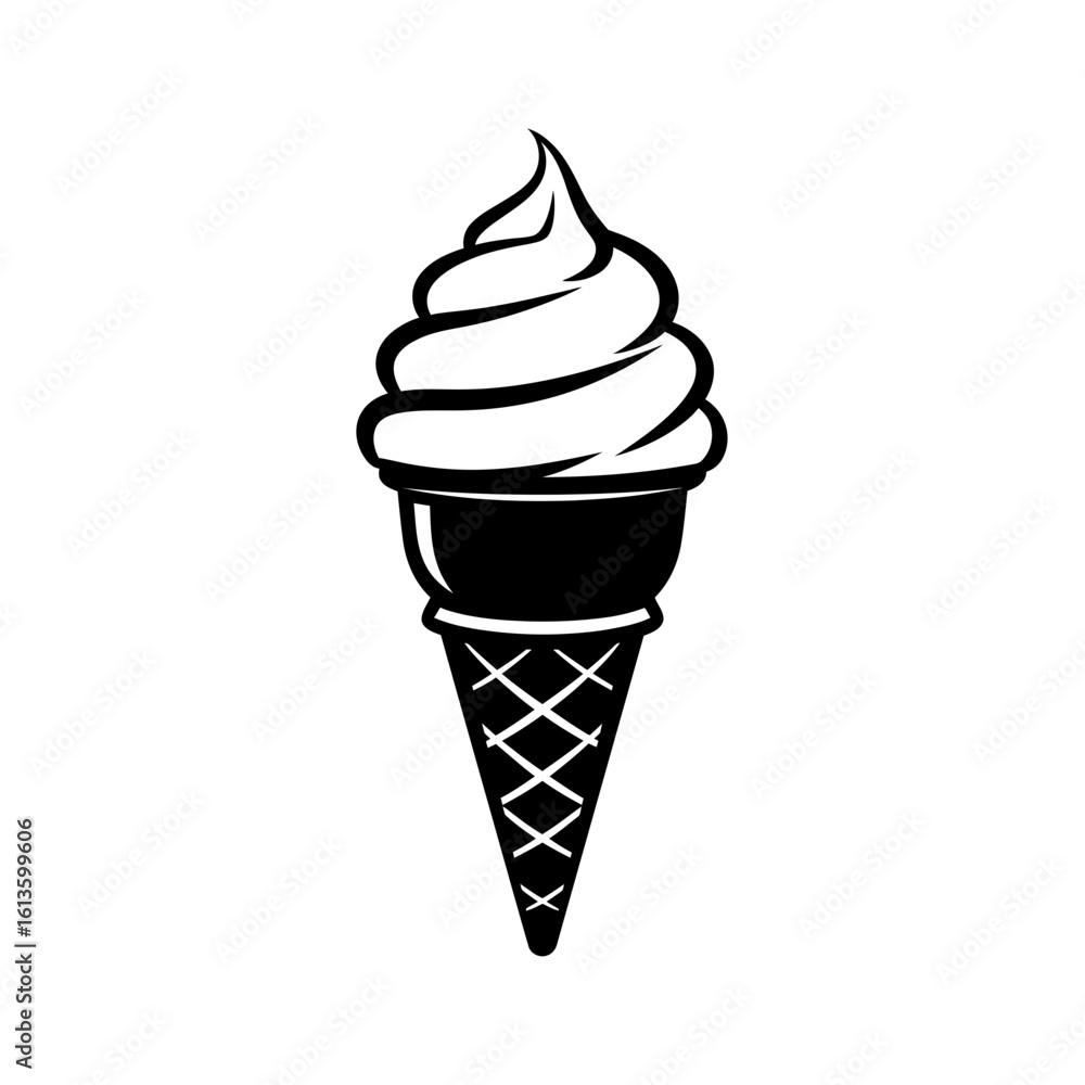 A delicious ice cream cone is isolated on white background A delicious ice cream cone is isolated on white background