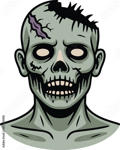 Photos Undead Zombie Head with Decayed Features A Grotesque Illustration of the Living