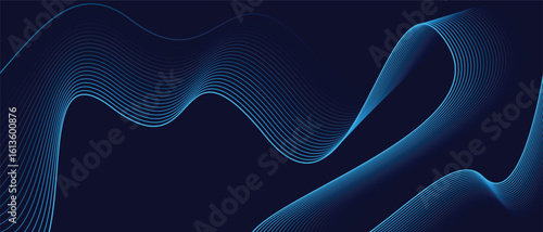 Blue Abstract Wavy Lines Background Modern Gradient Flow Design