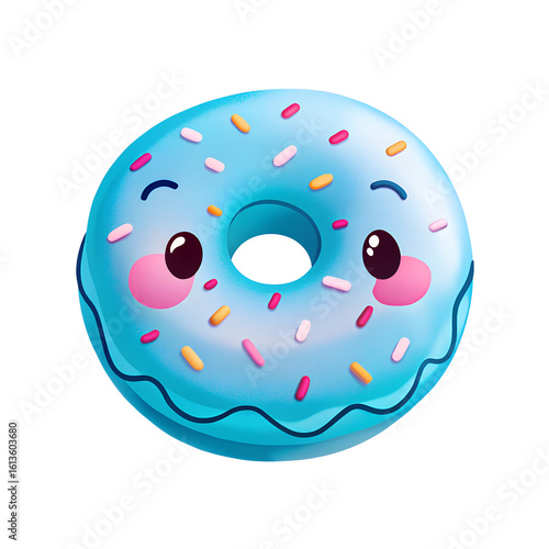 Blue and Pink Donut Plush with Cheeks and Smile – Kids’ Room Toy