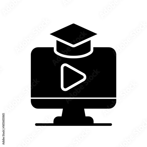 Online course icon symbolizing digital video education – filled